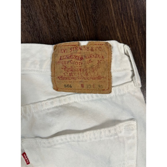 Vtg 1997 LEVI'S 501 White Denim - MADE IN USA - Big E Red Tab - W30 L30 - Picture 3 of 7